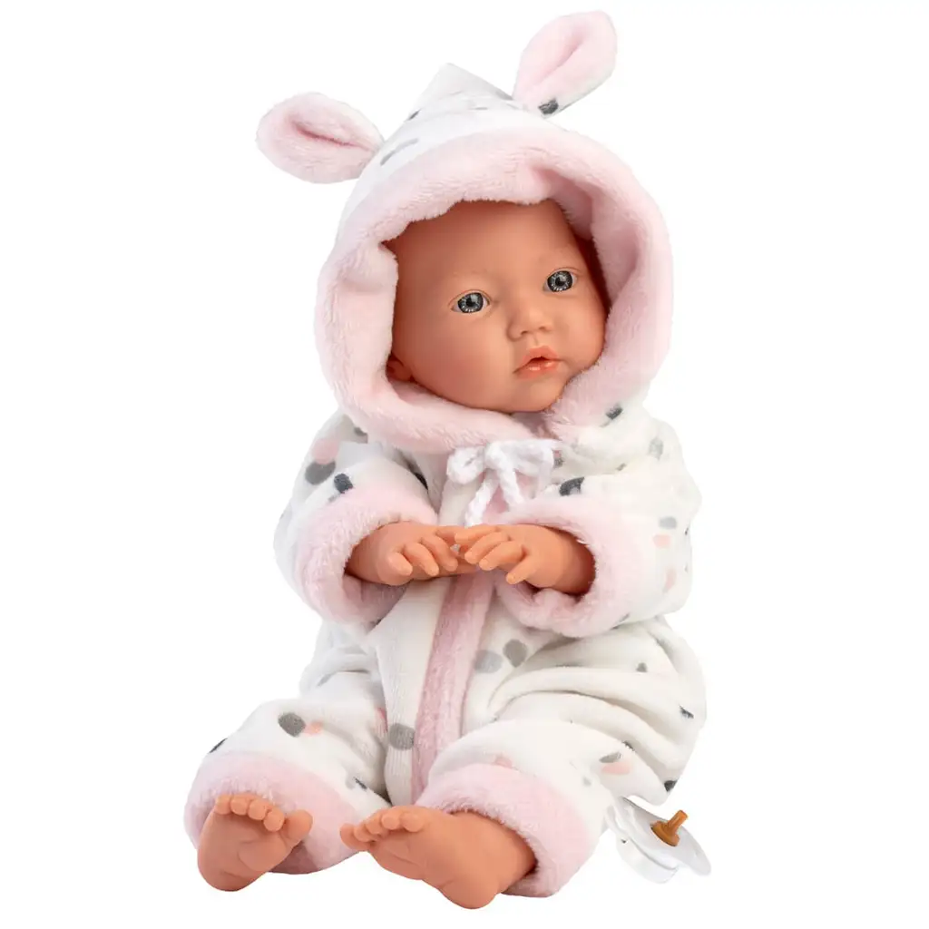 Llorens: Mädchen-Baby-Puppe in weichem Hasenohren-Pyjama 31cm kép 4
