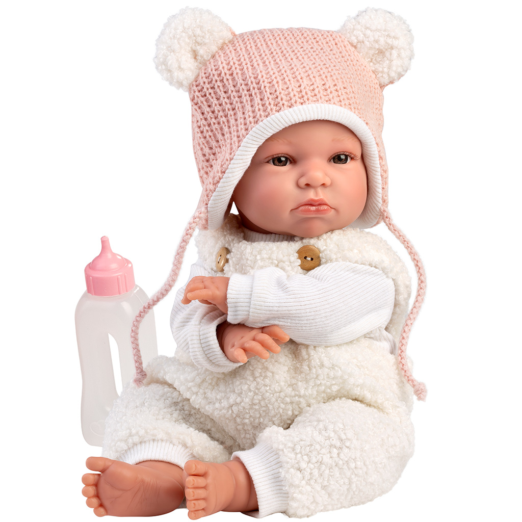 Llorens: Lara, 38 cm große weinende Babypuppe mit Bärenohren-Mütze