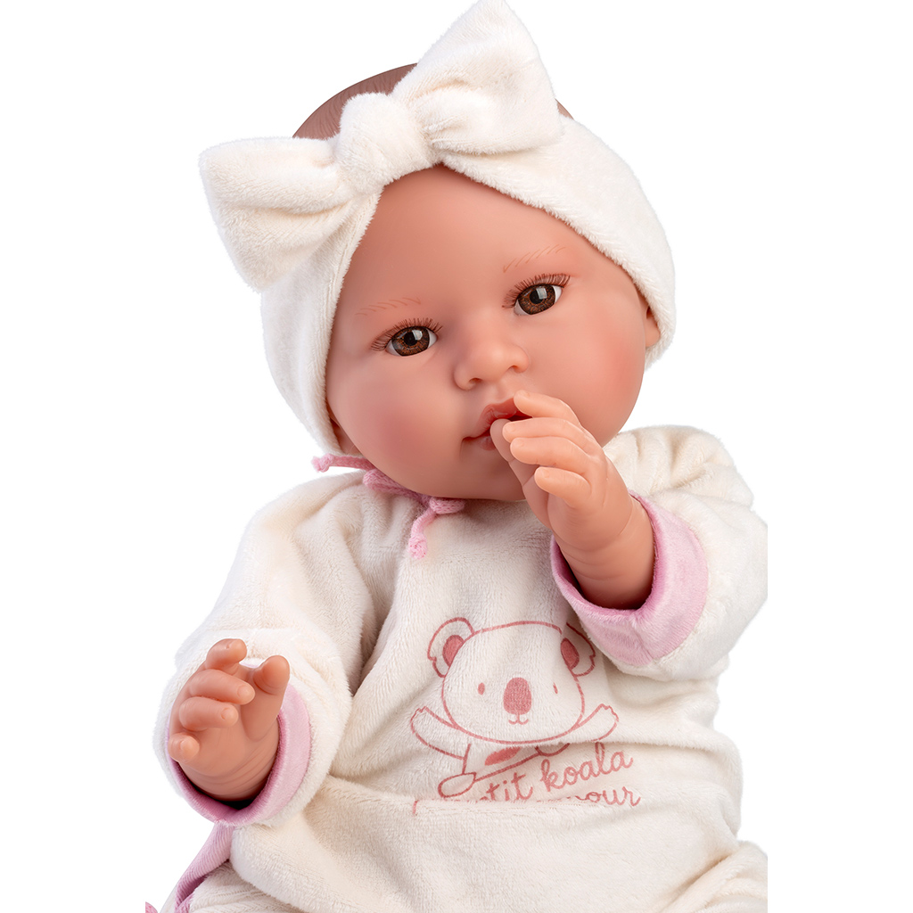 Llorens: Lea, 45 cm große weinende Puppe mit Schnuller im Koala-Strampler. kép 4