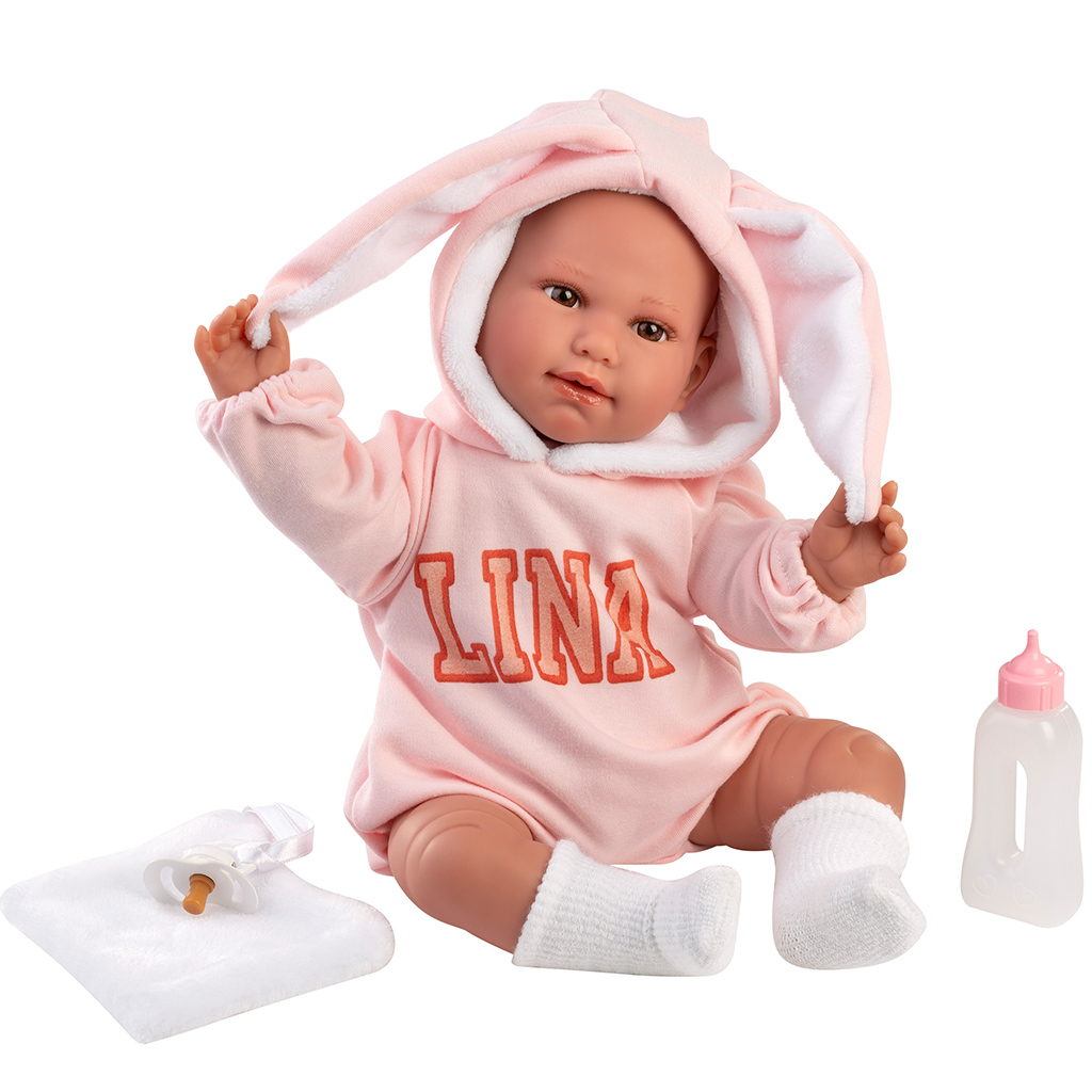 Llorens: Lina, 45 cm große weinende Babypuppe im Baby-Outfit mit Hasenohren kép 2
