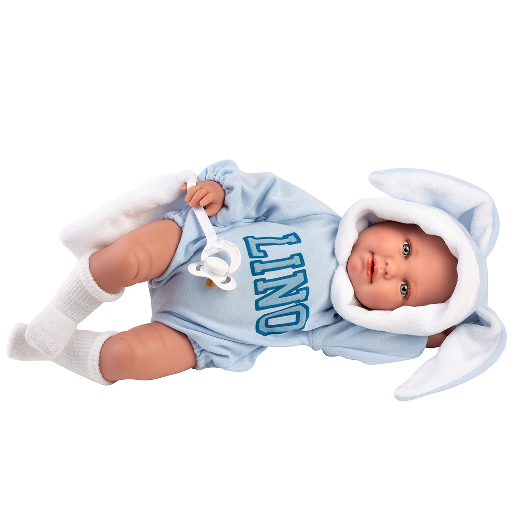 Llorens: Lino, 45 cm große, weinende Babypuppe in Baby-Kleidung mit Hasenohren kép 3