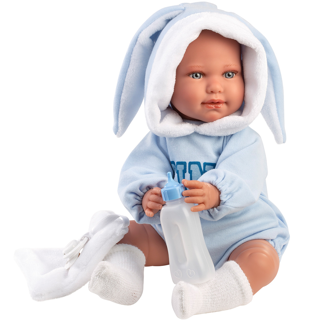 Llorens: Lino, 45 cm große, weinende Babypuppe in Baby-Kleidung mit Hasenohren