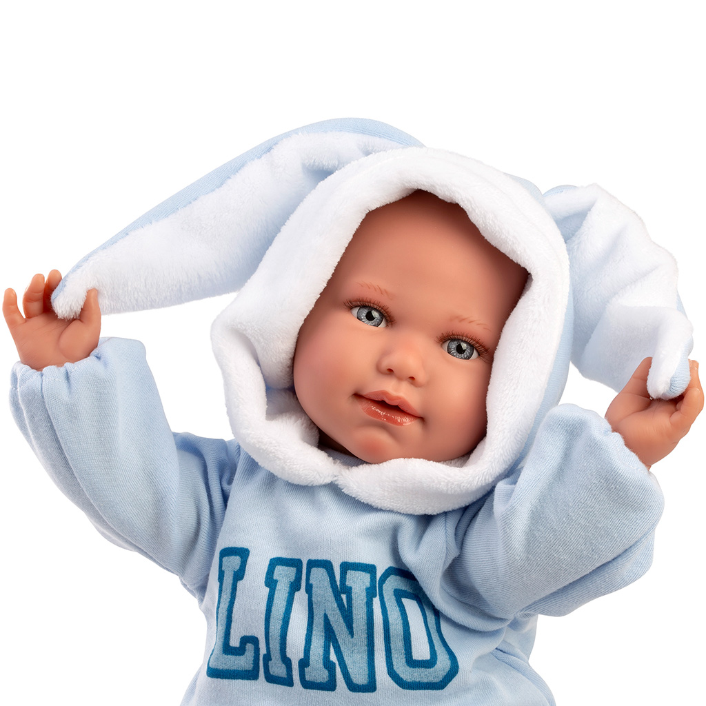 Llorens: Lino, 45 cm große, weinende Babypuppe in Baby-Kleidung mit Hasenohren kép 4