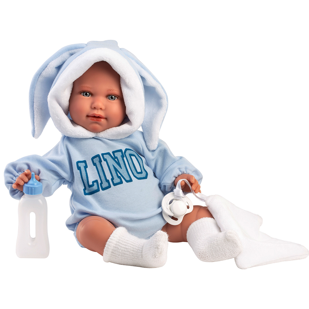 Llorens: Lino, 45 cm große, weinende Babypuppe in Baby-Kleidung mit Hasenohren kép 2