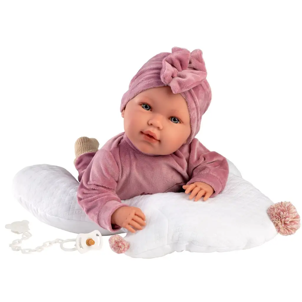 Llorens: Mimi Llorana 42cm Puppe mit Geräusch, im Bärenstrampler mit Kissen kép 2