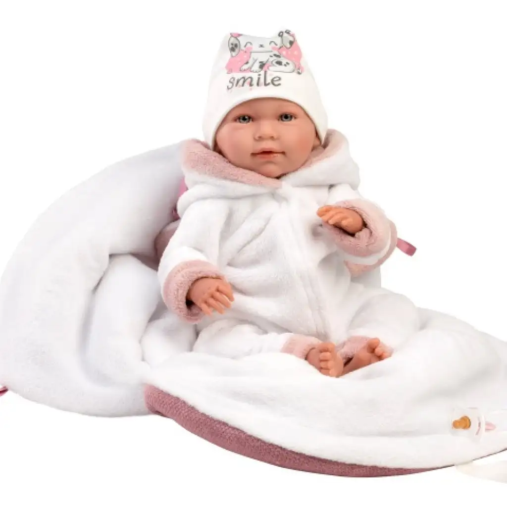 Llorens: Mimi Llorana 42cm weinende Neugeborenenpuppe mit Tragekorb kép 3