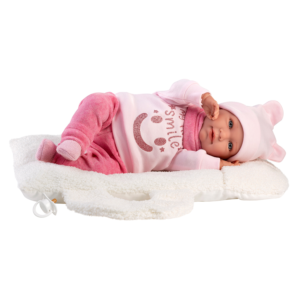 Llorens: Mimi 42 cm große weinende Puppe mit weißer Trage kép 4