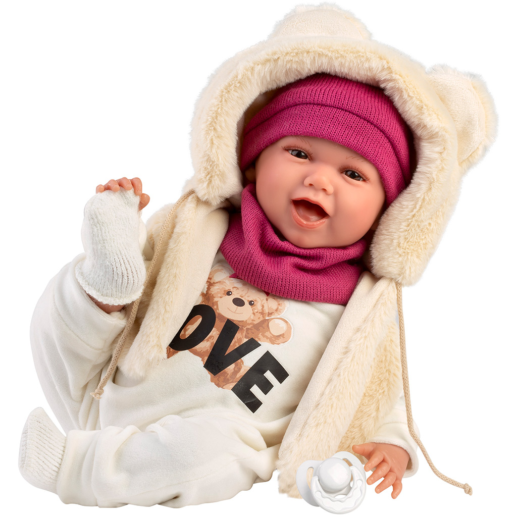 Llorens: Mimi, 42 cm große weinende Puppe im Love Bear Teddybär-Set kép 2