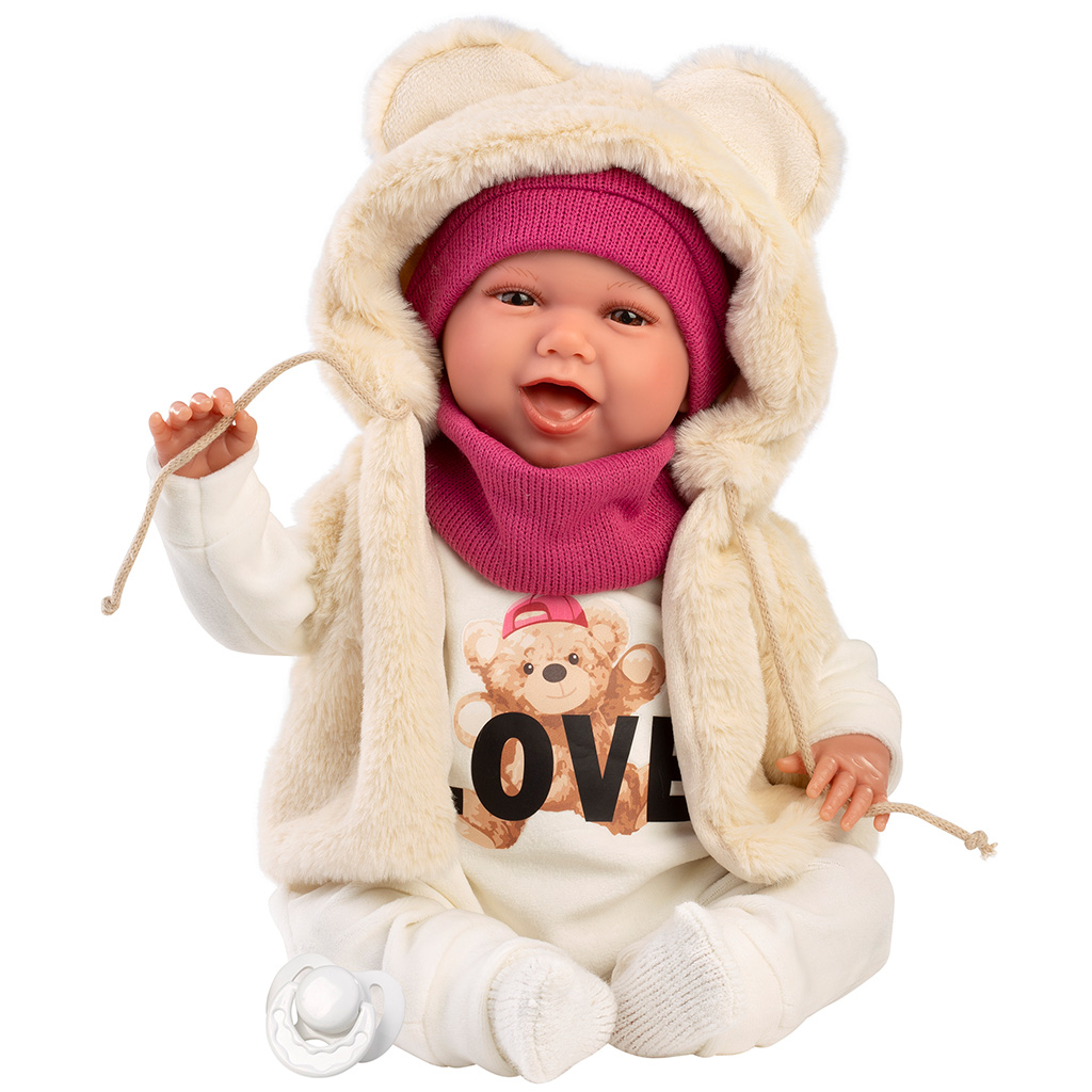 Llorens: Mimi, 42 cm große weinende Puppe im Love Bear Teddybär-Set