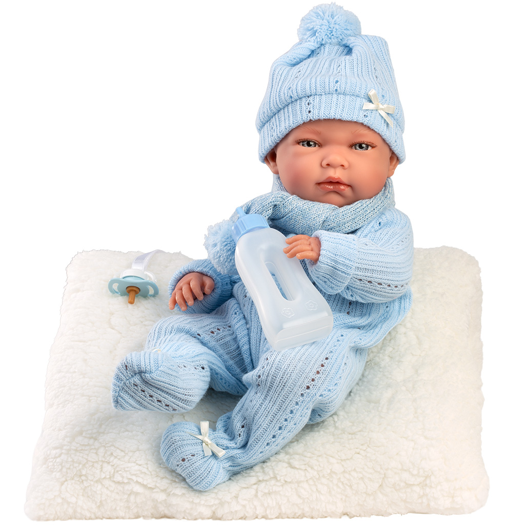 Llorens: Nico, 40 cm große Neugeborenenpuppe mit Fläschchen und Kissen. kép 2