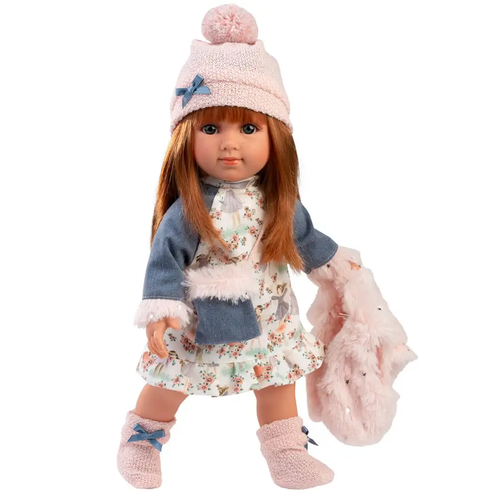 Llorens: Nicole 35 cm große Puppe mit roten Haaren und rosa Weste kép 3