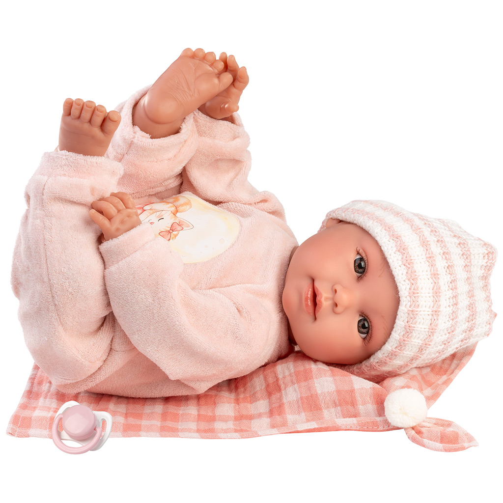 Llorens: Olivia, 38 cm große weinende Puppe mit einer karierten Decke kép 2