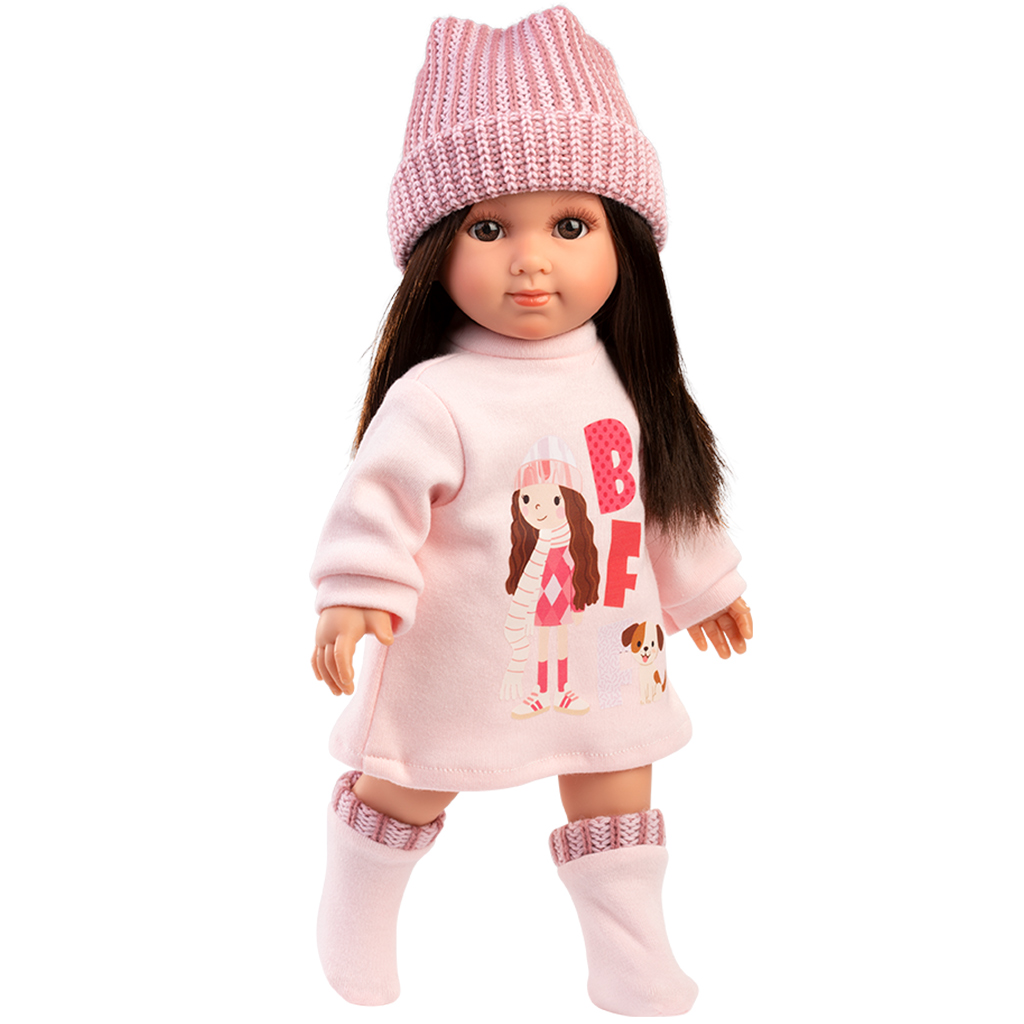 Llorens: Sara, 35 cm große Puppe mit rosa gestrickter Mütze