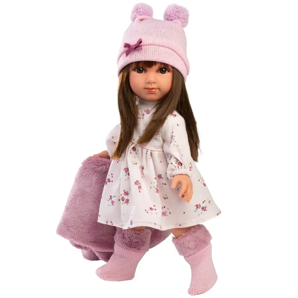 Llorens: Sara 35 cm große Puppe im rosa Blumenrock kép 3