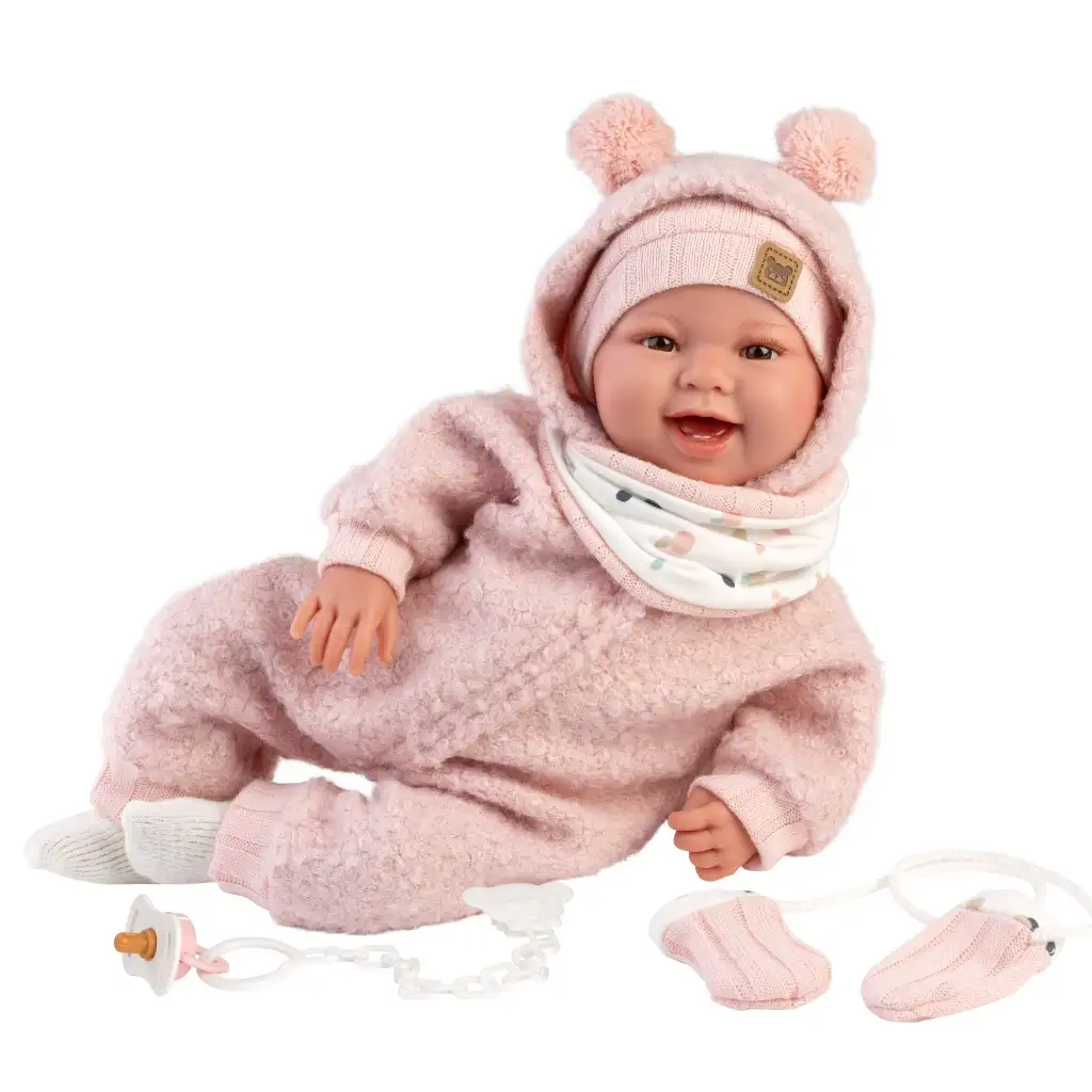 Llorens: Tala Sonrisas 44 cm großes Neugeborenes mit Geräuschen in rosa Strampler kép 3