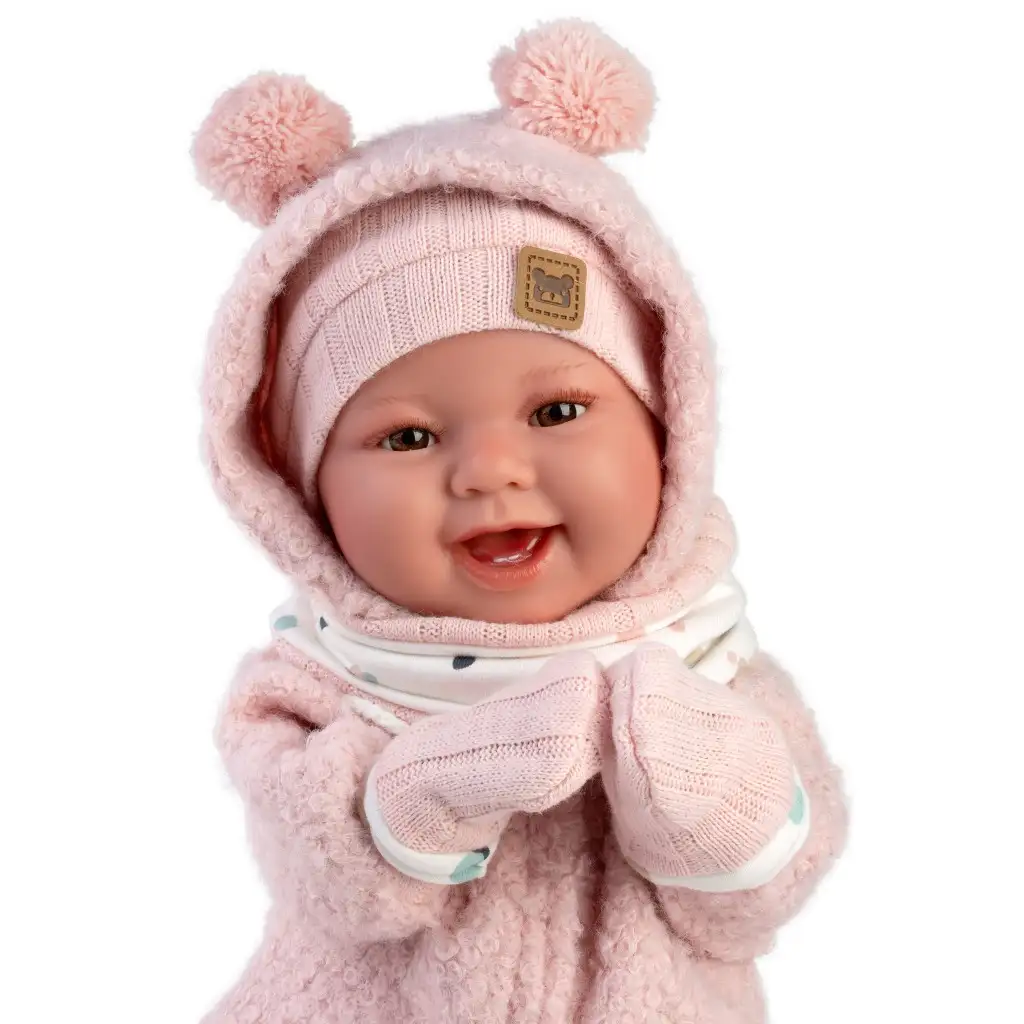 Llorens: Tala Sonrisas 44 cm großes Neugeborenes mit Geräuschen in rosa Strampler kép 4