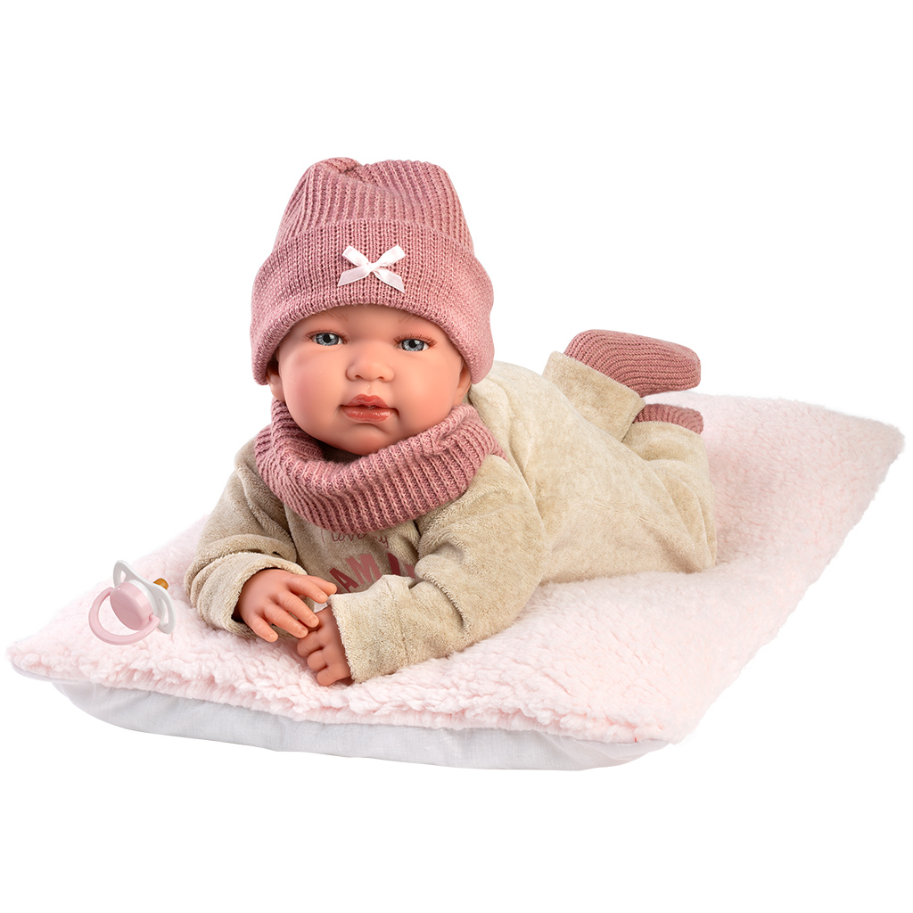 Llorens: Tina, 44 cm große Neugeborenenpuppe mit weichem Kissen. kép 3