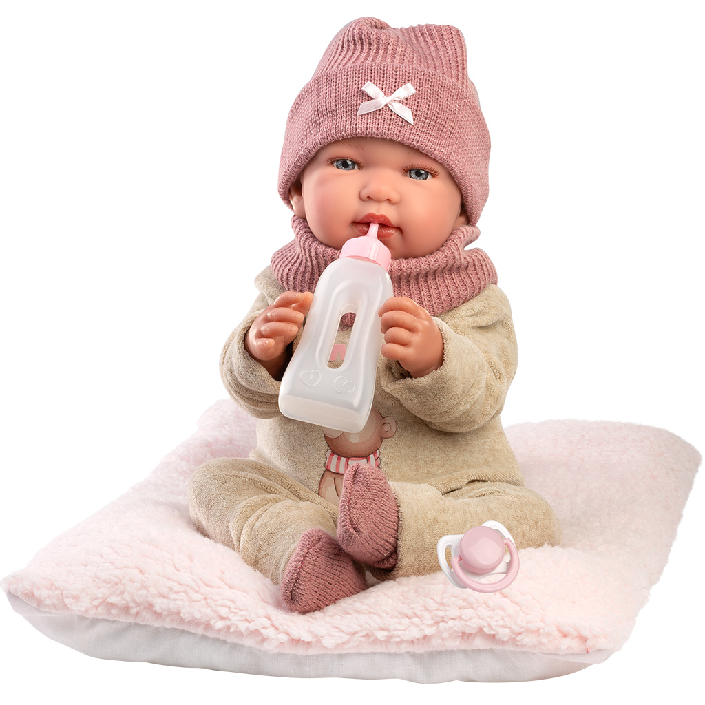 Llorens: Tina, 44 cm große Neugeborenenpuppe mit weichem Kissen. kép 2