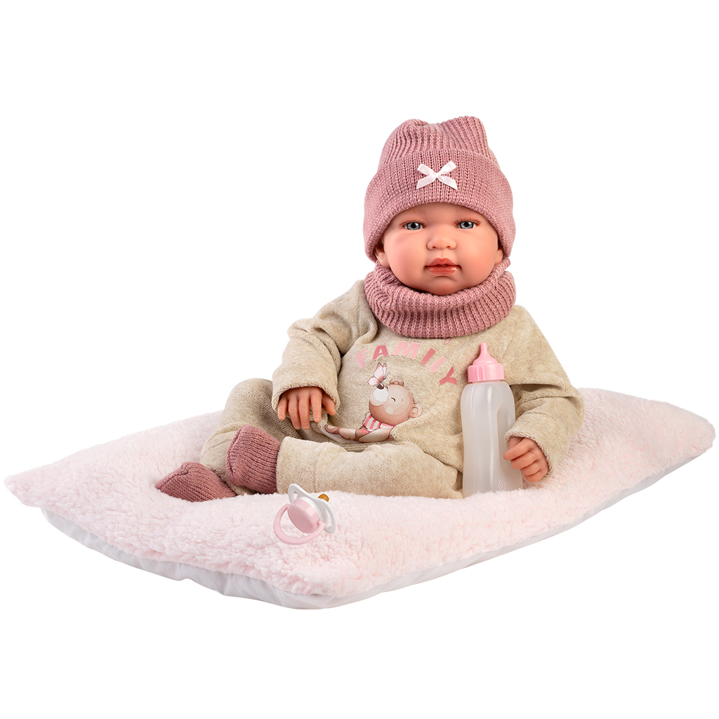 Llorens: Tina, 44 cm große Neugeborenenpuppe mit weichem Kissen.