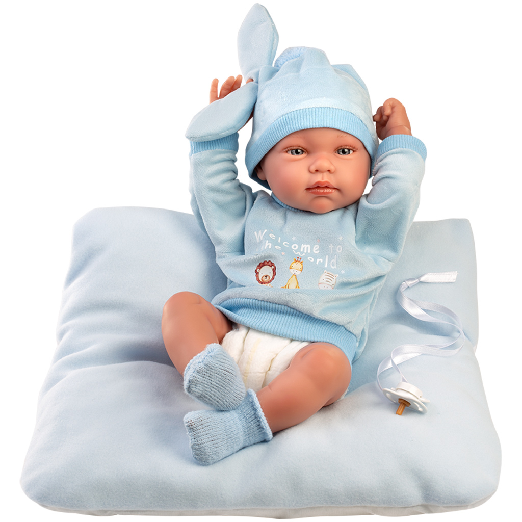 Llorens: Tino, 43 cm große Neugeborenenpuppe mit Kissen kép 2