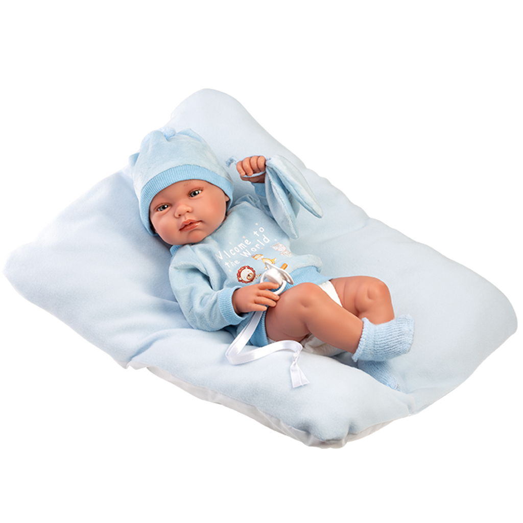 Llorens: Tino, 43 cm große Neugeborenenpuppe mit Kissen