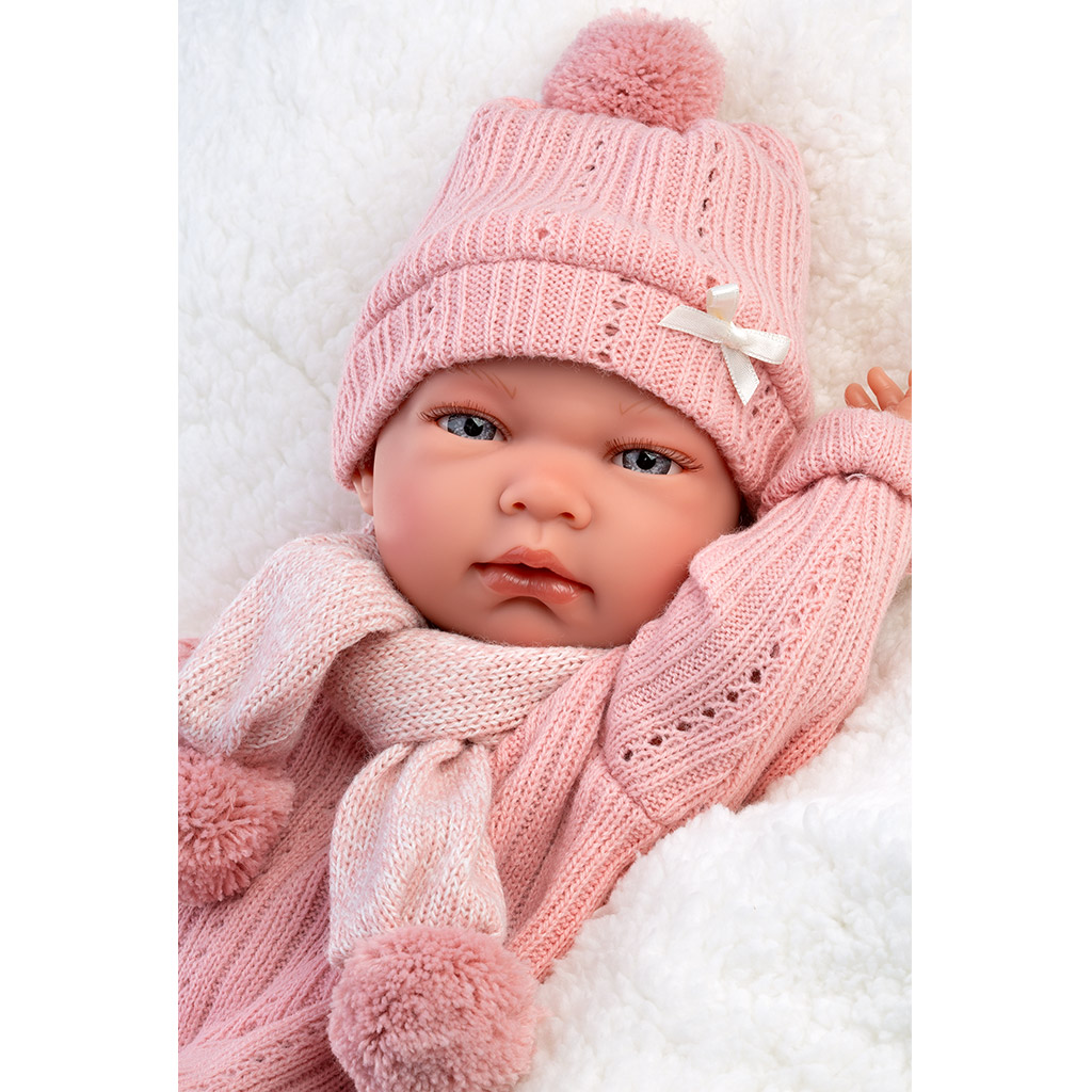 Llorens: Nica, 40 cm große Neugeborenenpuppe mit Babyflasche und Kissen kép 3
