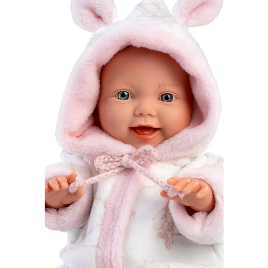 Llorens: Mädchen-Baby-Puppe in weichem Storchmuster-Schlafanzug 31cm kép 4