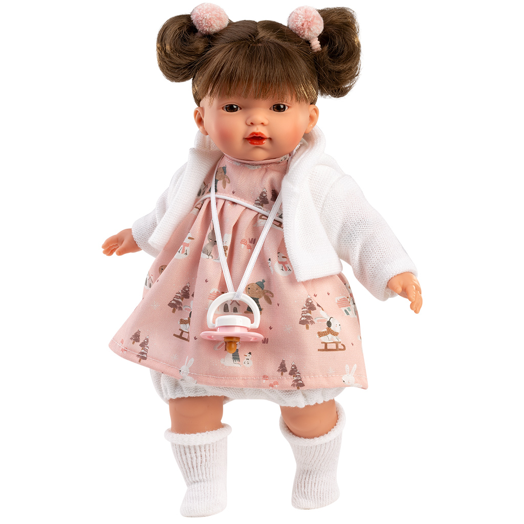 Llorens: Vera, 33 cm große Puppe im Hasenkostüm mit Schnuller.