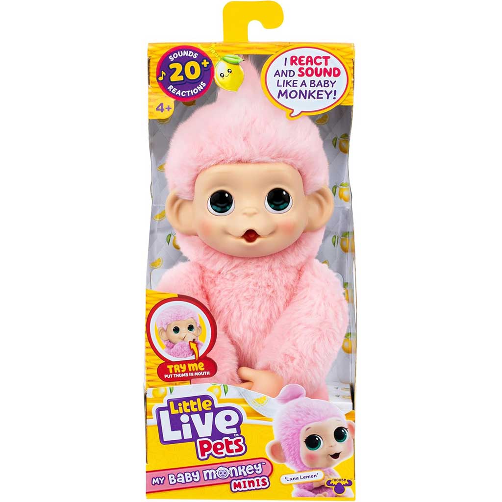 Little Live Pets: Mini Maki Luna Lemon interaktív pink majom kép 1