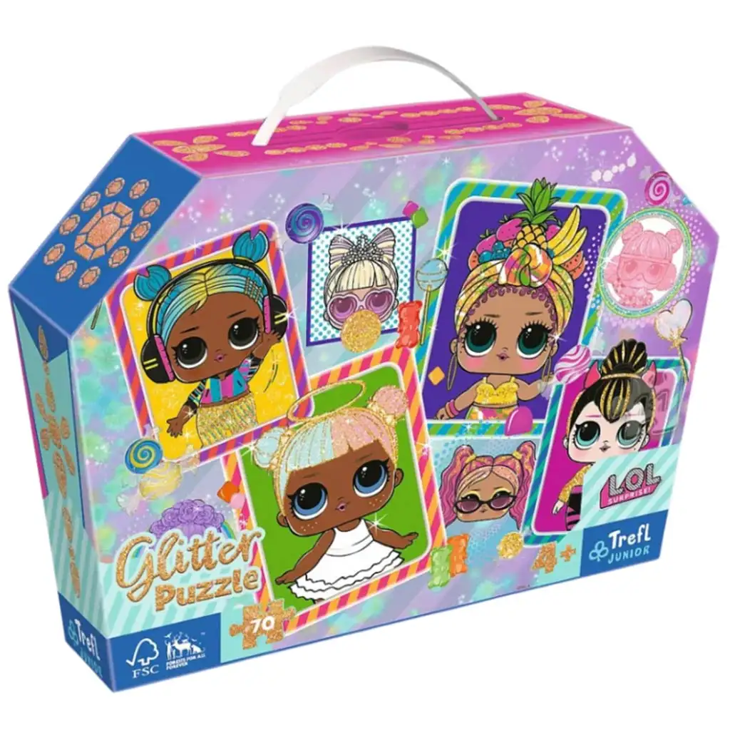 Színes L.O.L babák 70db-os glitter puzzle - Trefl kép 1