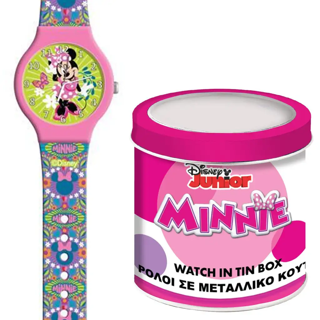 Luna: Analoge Minnie-Maus-Armbanduhr in Metalldose