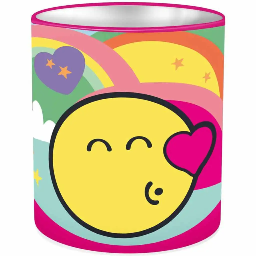 Luna: Emoji zylinderförmiger Metall-Schreibtisch-Stiftehalter 10x11cm