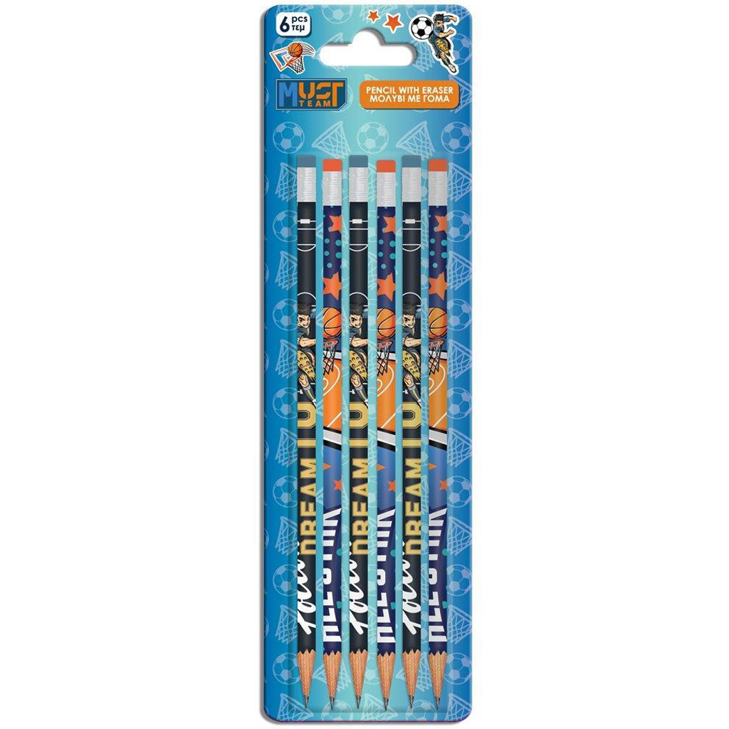 Luna: Jungen-Bleistiftset mit Radiergummi, 6 Stück