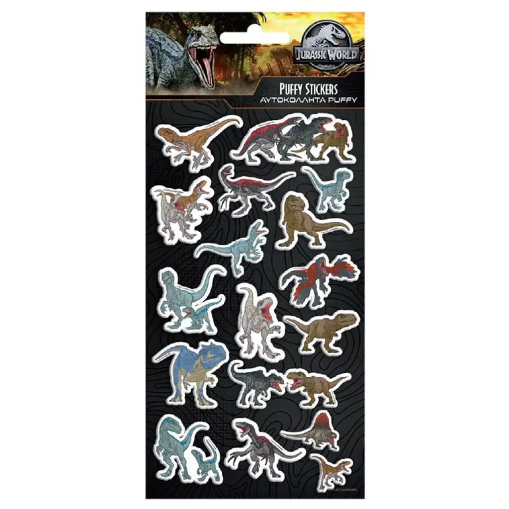 Luna: Jurassic World 3D Puffystickerset auf einem 10x22 cm Bogen