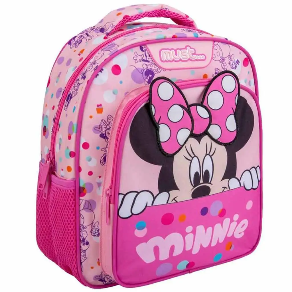Luna: Minnie egér lekerekített kétrekeszes iskolatáska 27x10x31cm kép 1