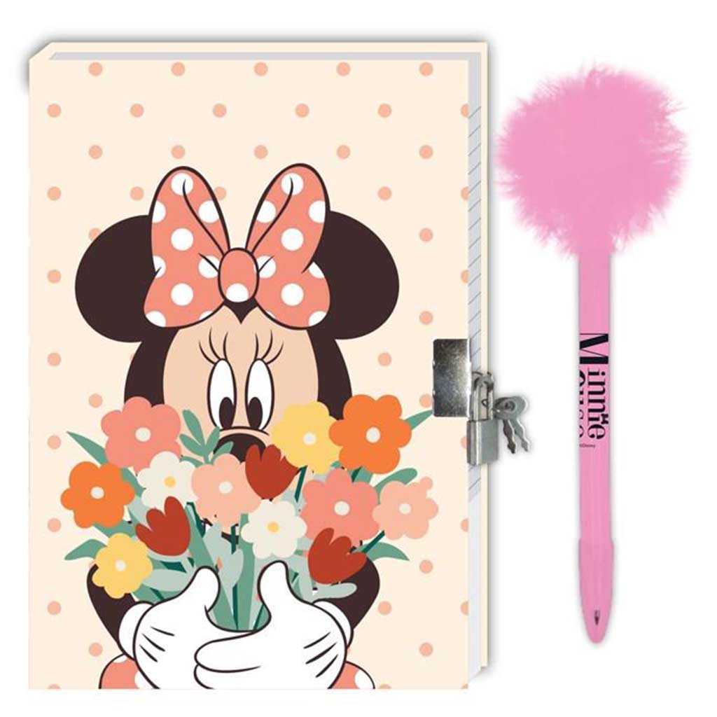 Disney: Minnie Maus geheimes Tagebuch mit Schloss und Pompon-Stift 12x18cm 60 Seiten kép 2