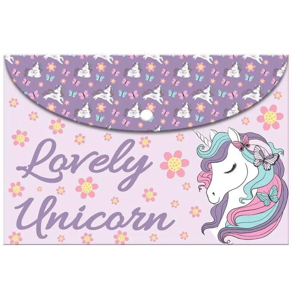 Luna: Mussmappe mit Einhorn-Druck und Druckknopf, A4