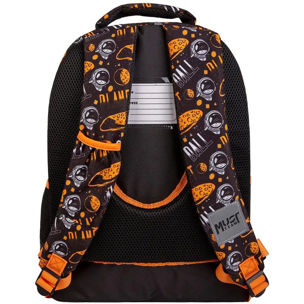 Luna: Must Team Astronaut schwarz-orange abgerundeter Schulrucksack mit 3 Fächern, 32x18x43 cm kép 2