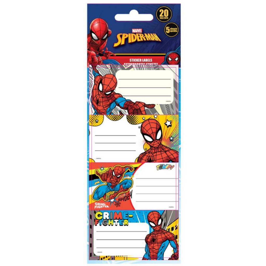 Spiderman 20 Stück selbstklebende Heftetiketten
