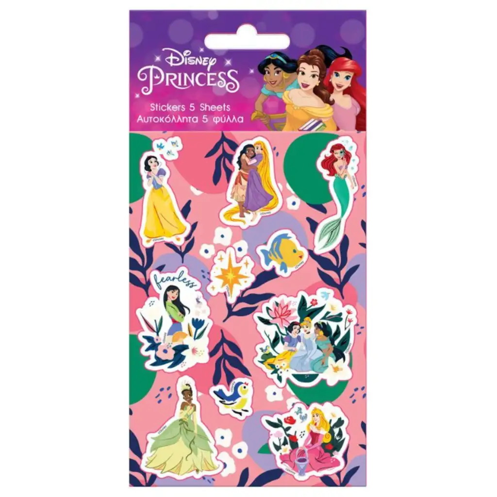 Disney+Prinzessinnen+selbstklebendes+Sticker-Set+8x12cm+Bogen+5Stk