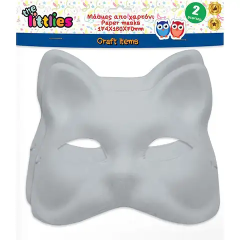 The Littlies: Dekorierbare weiße Papiergesichtsmaske in Katzenform, 2er-Set