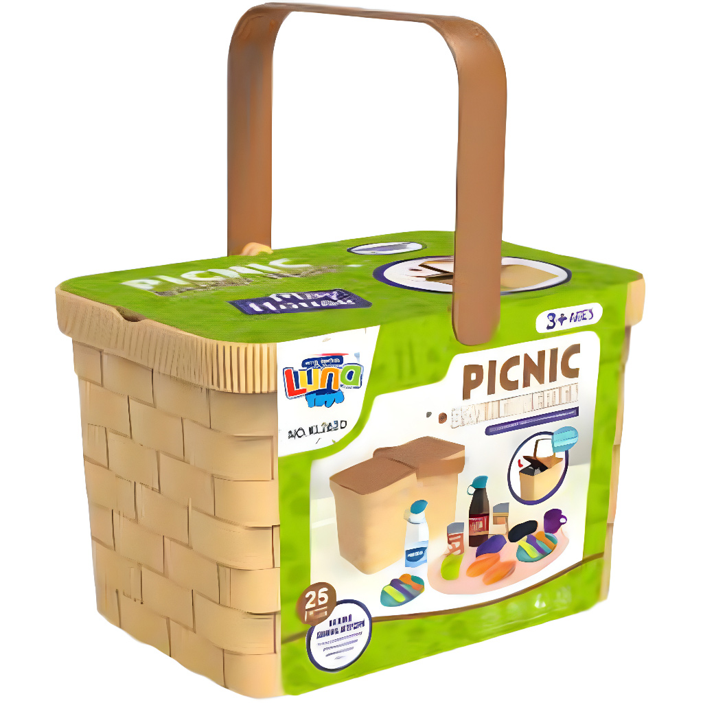 Luna: Picknick-Spielset im Korb, 25-teilig