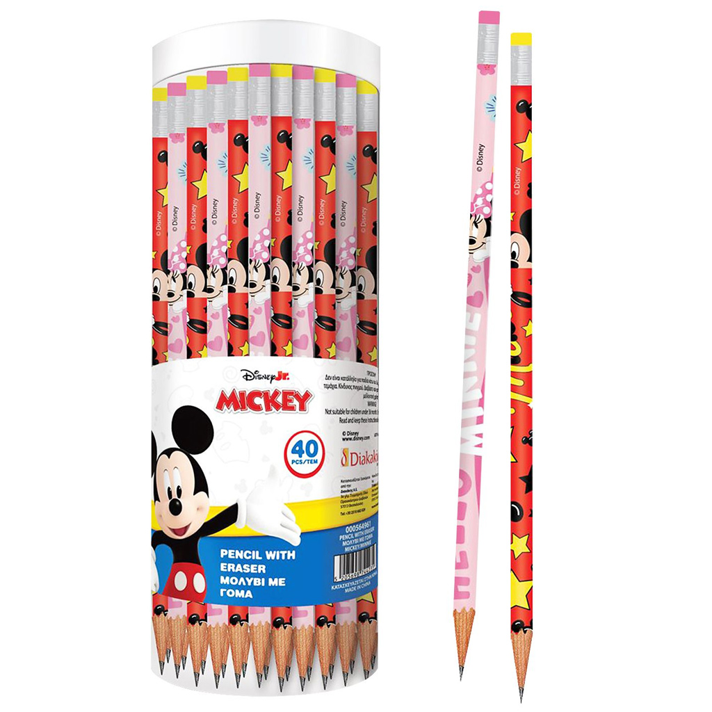 Luna: Mickey und Minnie Maus Radiergummi-Bleistift, in zwei verschiedenen Ausführungen, 1 Stück