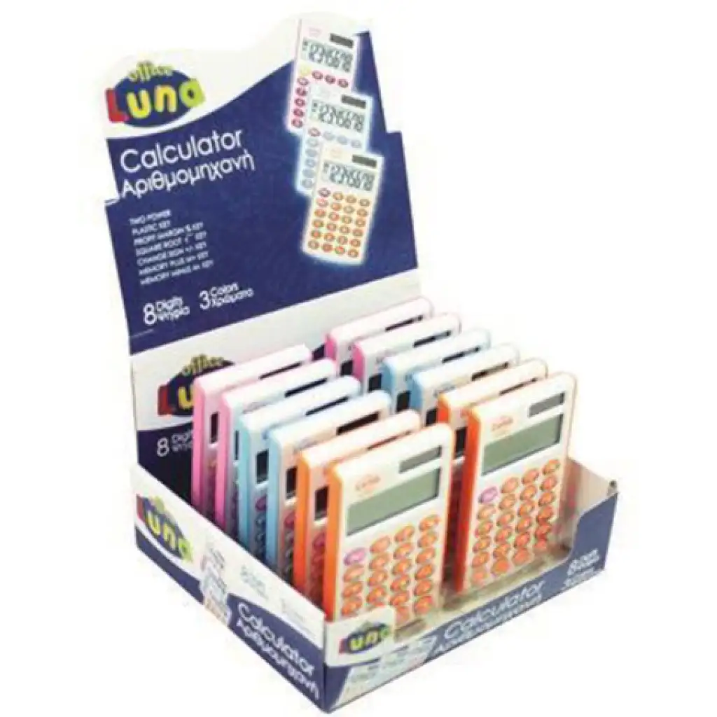 Luna: Bunter Taschenrechner mit 8-stelligem Display CH-982 in verschiedenen Farben