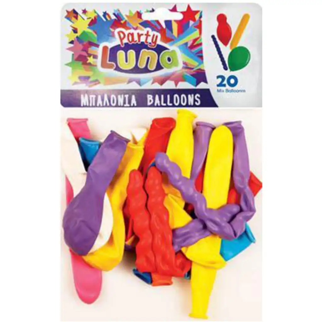 Luna: 20er-Set bunte Luftballons in verschiedenen Formen