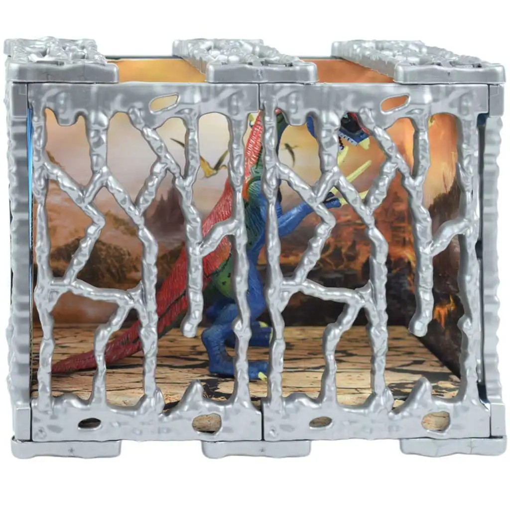 Dino World: Detailliert ausgearbeitete 20cm große Therizinosaurus-Dinosaurierfigur im Käfig kép 3