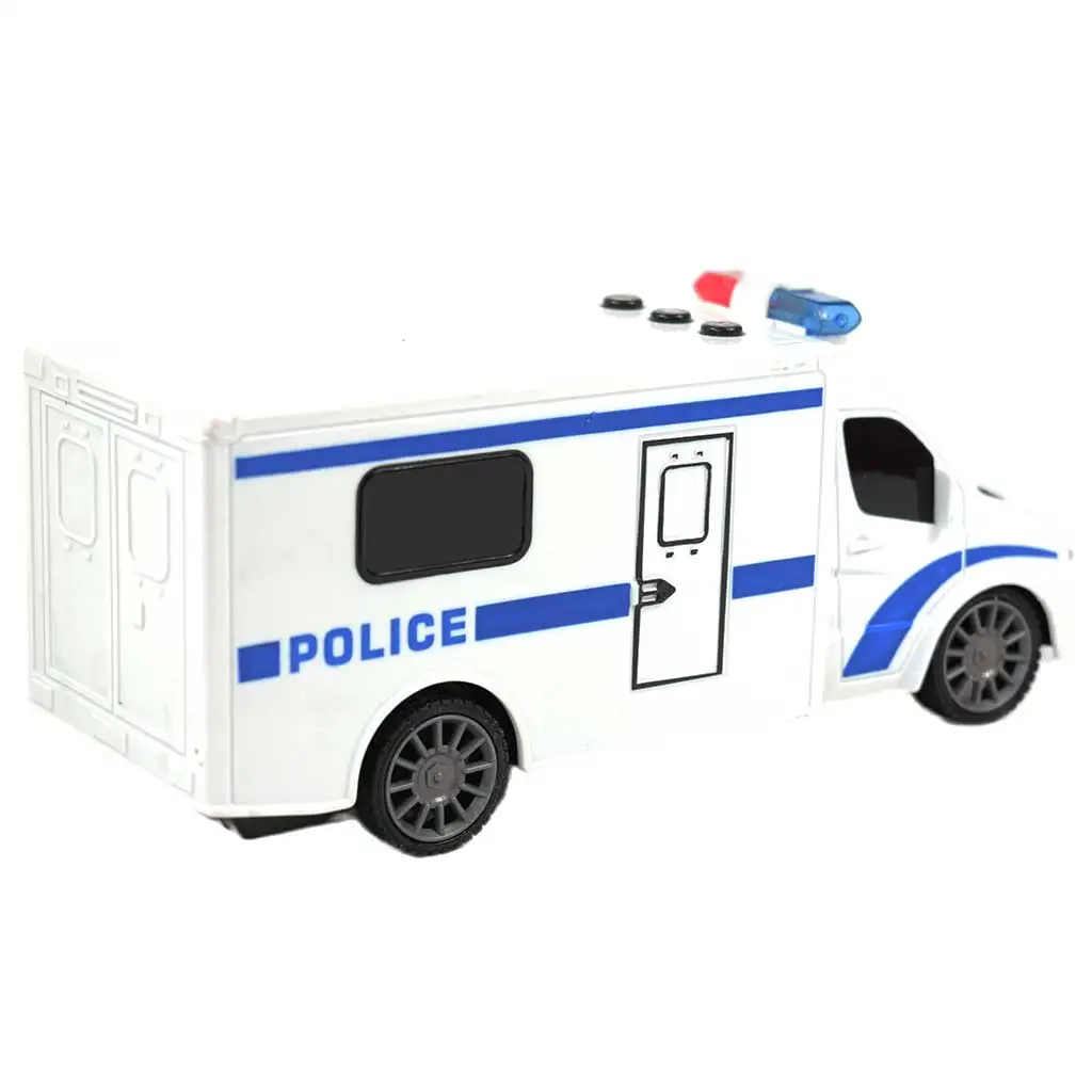 RC Távirányítós rendőr kisbusz fény és hang effektekkel 1/24-es méretarány 20cm kép 2