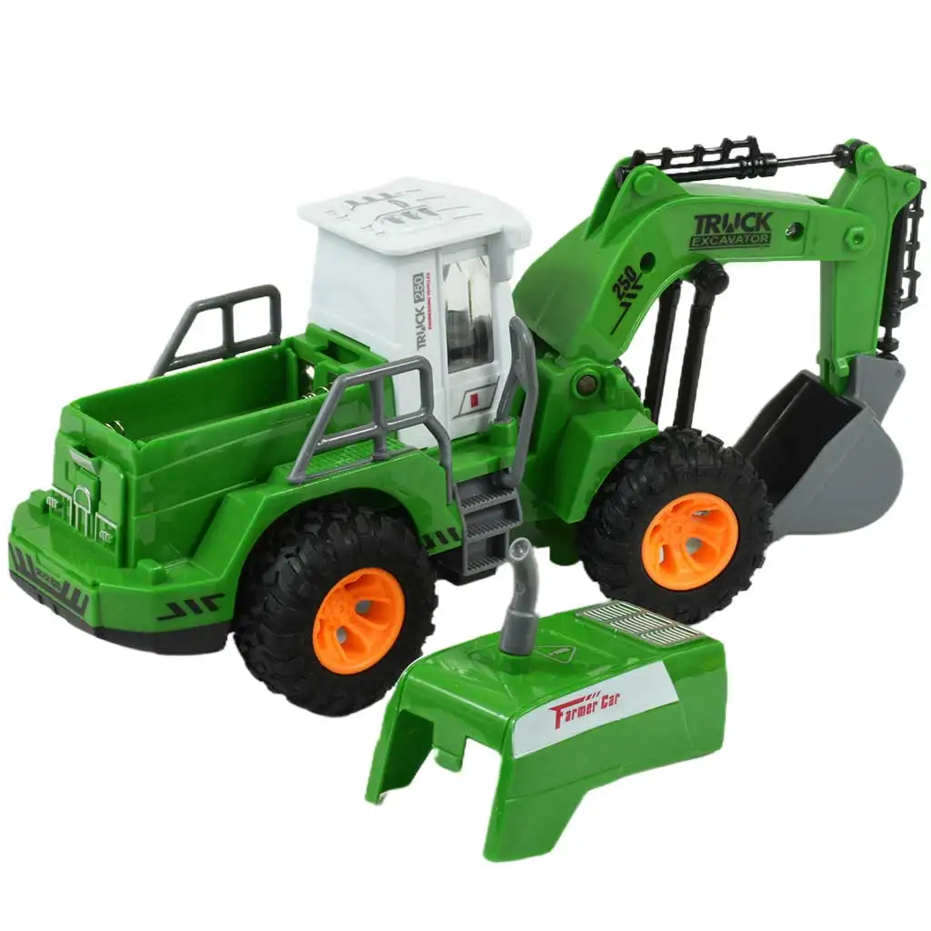 RC ferngesteuerter Bagger in Grün mit Lichteffekten im Maßstab 1/30, 22 cm kép 3