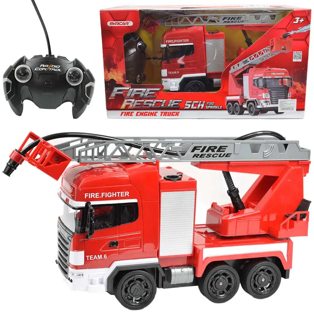 RC Távirányítós emelőkosaras tűzoltóautó vízágyúval 1/24-es méretarány 27 MHz 30cm kép 1