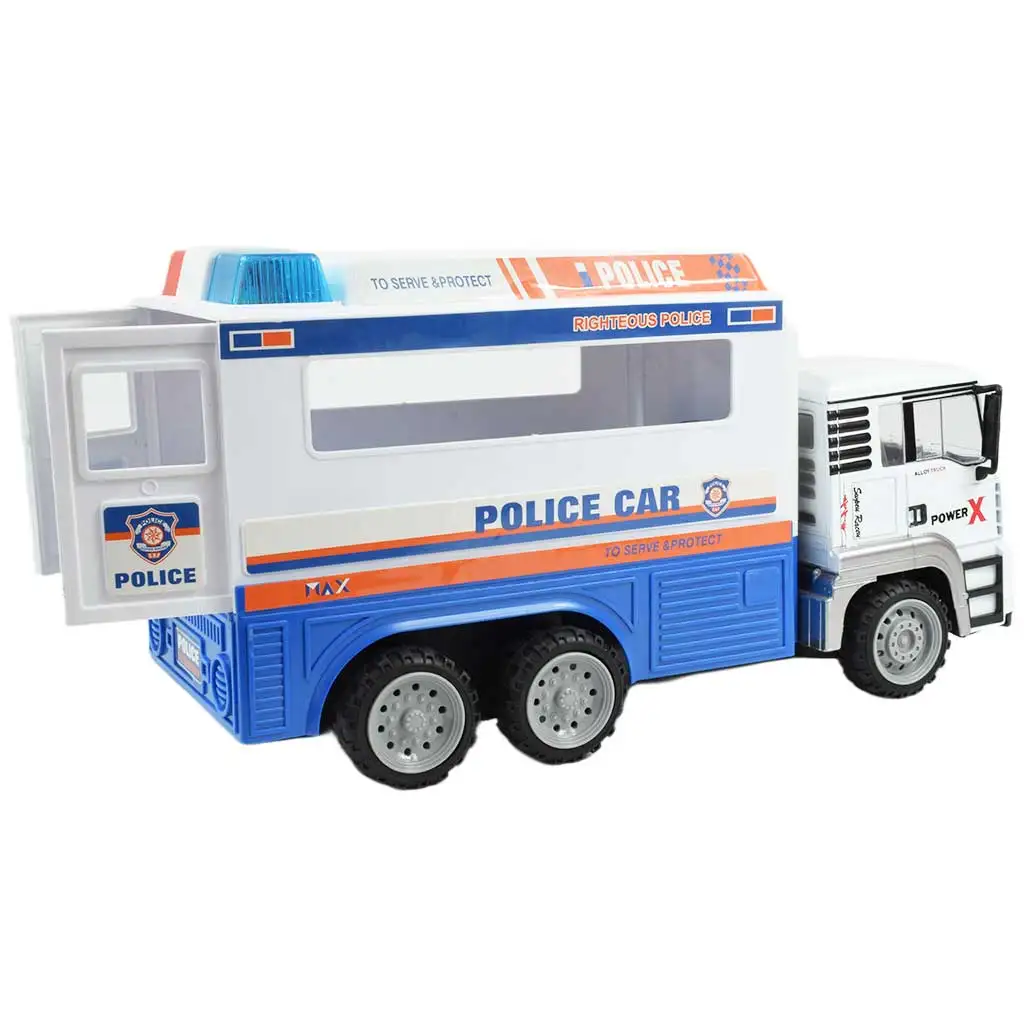 RC Távirányítós fém fülkés rendőrségi teherautó fényeffektekkel 27MHz 1/12-es méretarány 32cm kép 2